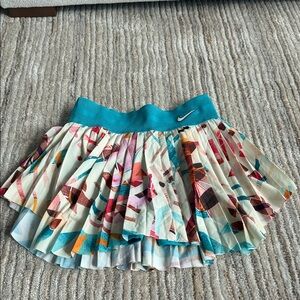 Nike Multicolor court dry-fit slam Pleated Tennis Skirt with Teal Waistband
